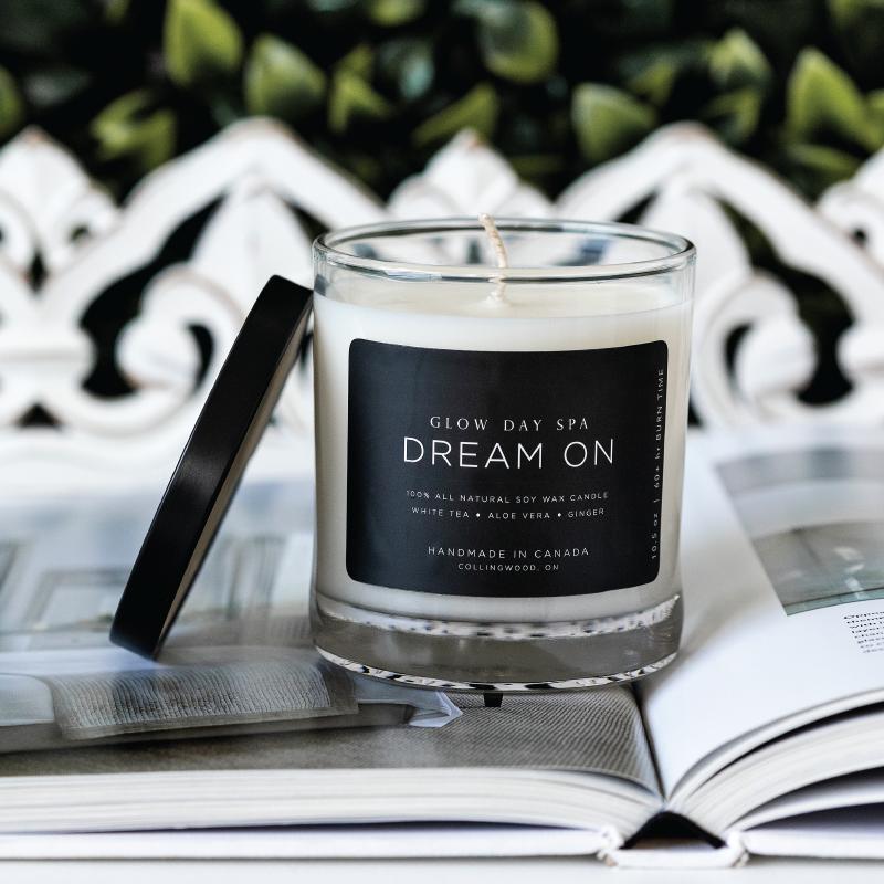 Dream On Candles by Glow Day Spa. Signature Collection. Diffuser Oils, Bath Salts, Wax Melts, Candles