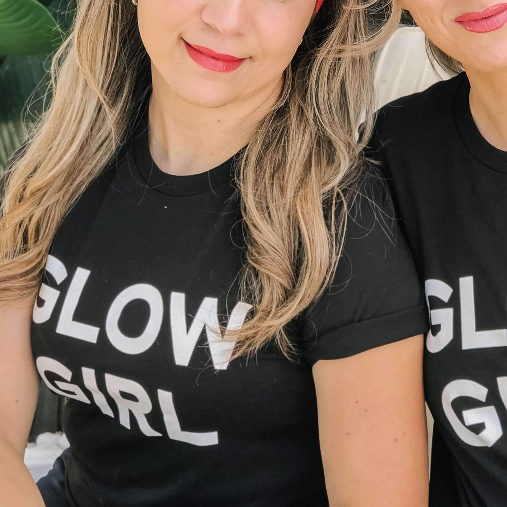 Glow Day Spa Official Apparel Black tee BOLD. Womens.