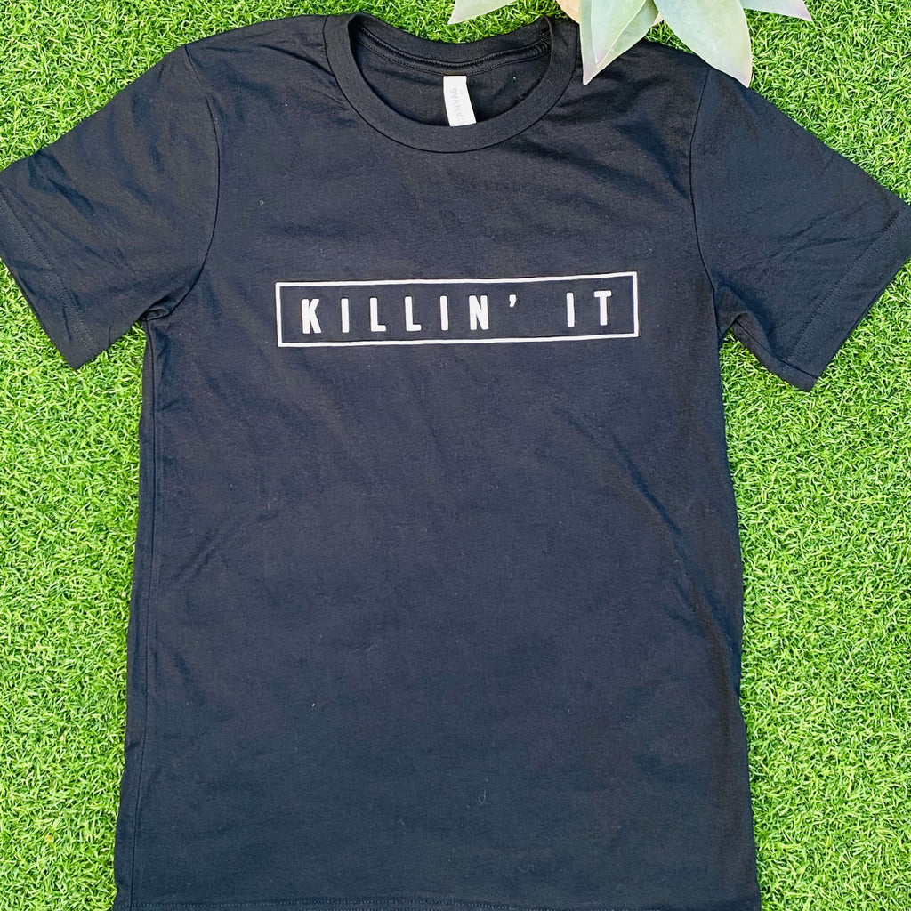 Glow Day Spa official apparel - Killin' It black tee. 