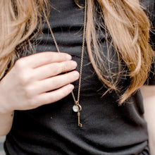 Load image into Gallery viewer, Necklace - Set Free &amp; Key Brass Necklace | Script
