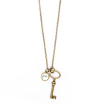 Necklace - Set Free & Key Brass Necklace | Script